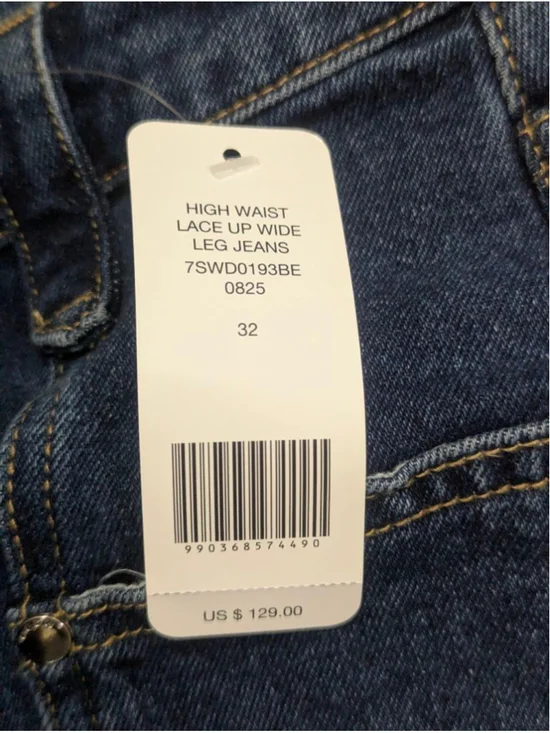 Bebe NWT High Waist Lace Up Wide Leg Jeans Size 32 - Picture 6 of 15